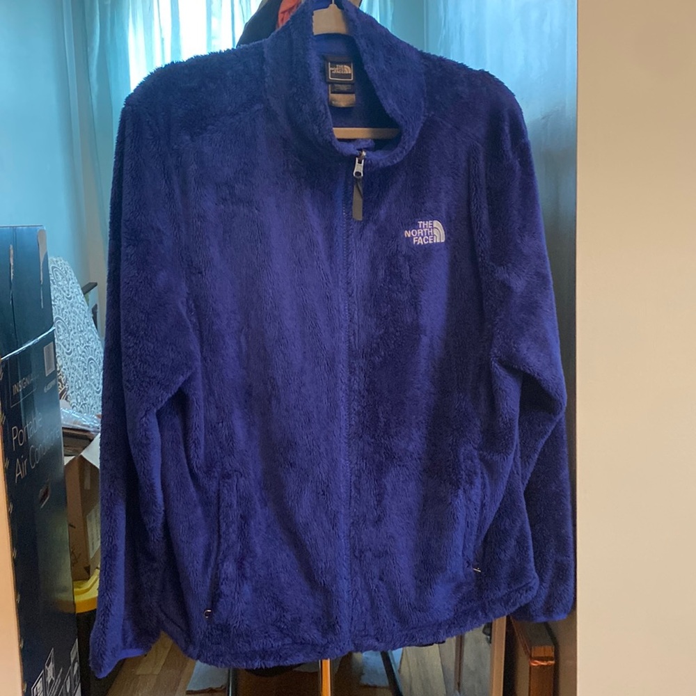 Royal blue fuzzy Northface jacket XL gently used